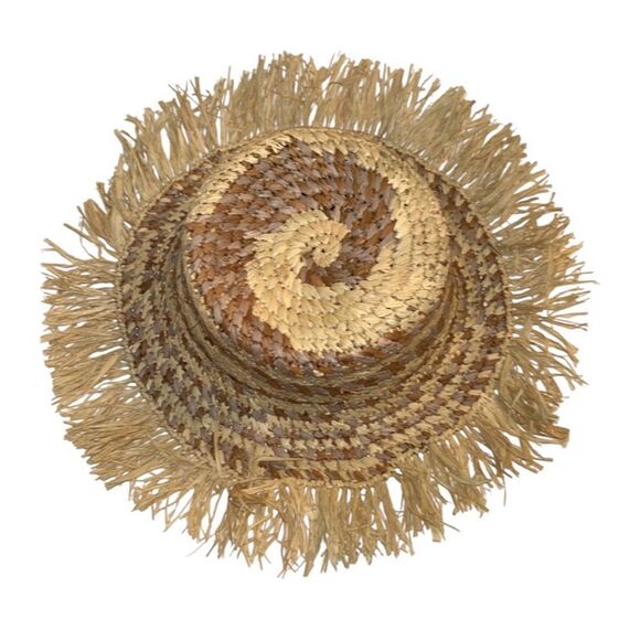 San Diego Hat Company Brown/Tan Straw Hat Frayed Edge Bucket Hat NWT - Picture 3 of 6